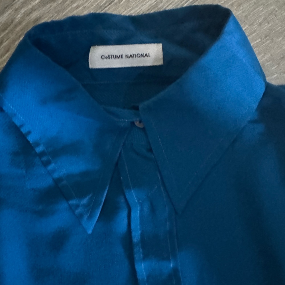 Womens sz 40 Cobalt Blue Silk Blouse by Costume National